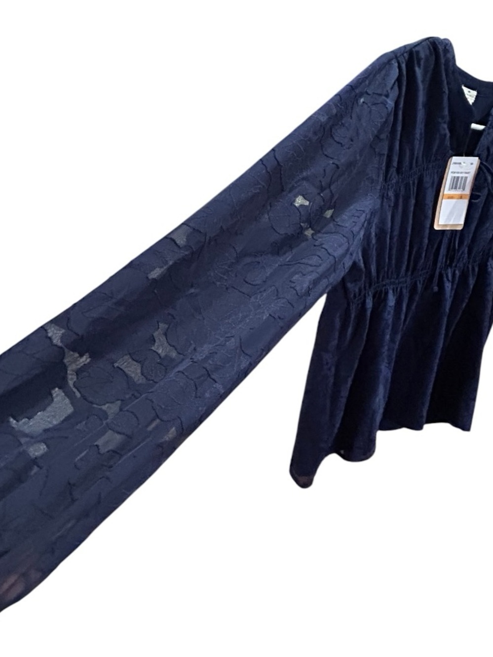 NWT Mason & Belle Navy Burnout Floral Boho Peasant Blouse Small - Picture 4 of 5